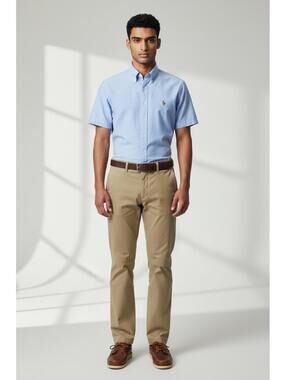 Polo Ralph Lauren Light Blue Cotton Oxford Short Sleeve Button Down, Size M